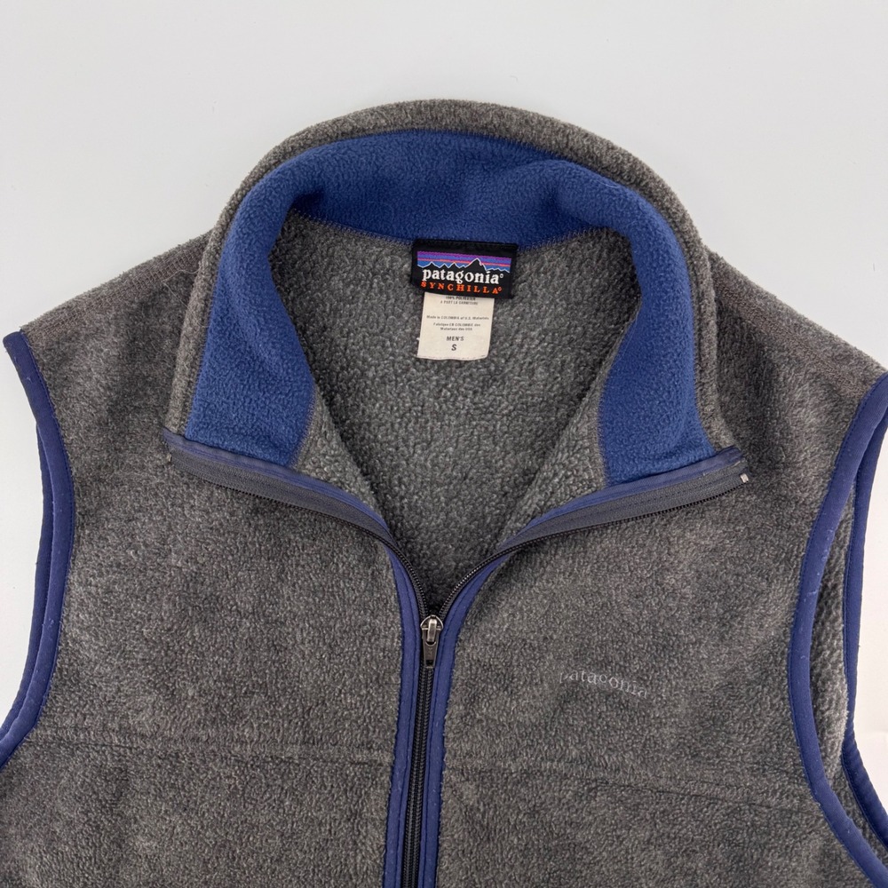 Patagonia Synchilla Fleece Vest Mens Small Grey Blue Full Zip Gorpcore Outdoor